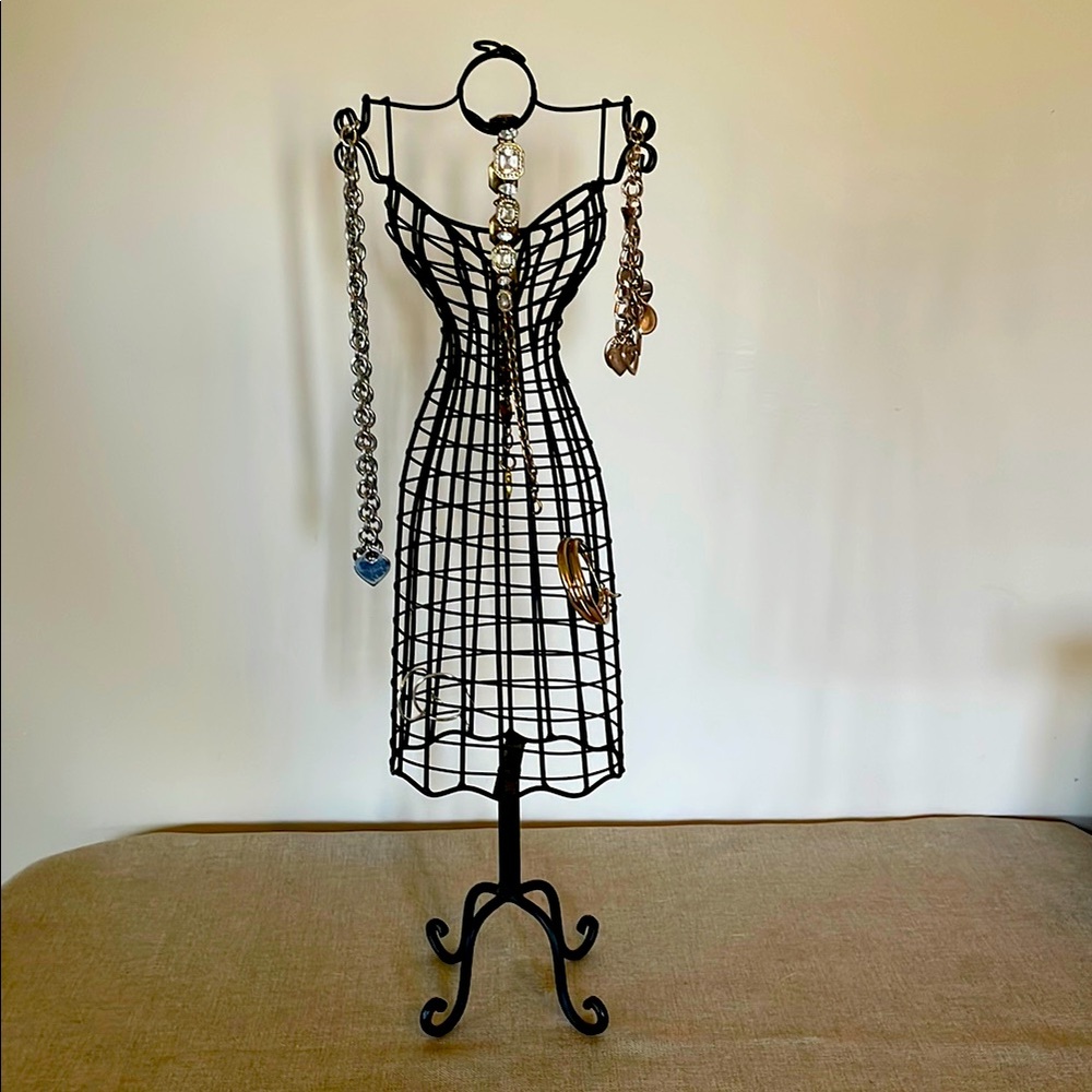 Black Wire Dress Form Jewelry Holder